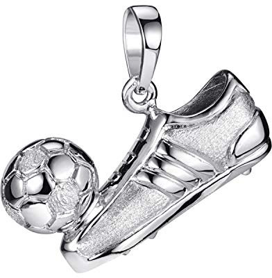 Materia Fussball Anhänger Herren Jungen - 925 Silber Kettenanhänger Schuh mit Ball KA-70-Silber