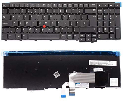 New Laptop Keyboard Replacement for Lenovo Thinkpad Edge E531 E540 L540 T540P T550 T560 Non Backlit UK Layout English Keyboard QWERTY with Frame+Mouse Pointer UK Ship
