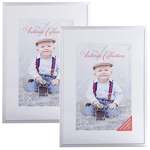 Sencillos Marcos de Fotos de Aluminio para Foto A4 - Portafotos 21x30 Modernos con Cristal Real | Portarretratos Adecuado para Certificados y Pósteres para Pared y Mesa, Vertical y Horizontal