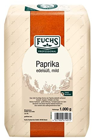 Fuchs Professional - Paprika edelsüß mild | Mildes Gewürz für Gulasch, Saucen und Dips | Profi-Qualität für Großverbraucher und Gastronomie | 1 kg im recyclebaren Beutel