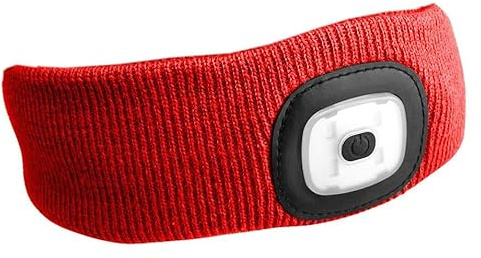 Stirnband mit Stirnlampe 180 lm, wiederaufladbar, USB, Einheitsgröße, Baumwolle/PE, rot