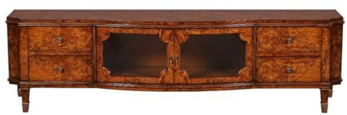 Casa Padrino Luxus Jugendstil TV Schrank Braun 198 x 49 x H. 55 cm - Edler Massivholz Fernsehschrank - Wohnzimmer Schrank - Barock & Jugendstil Wohnzimmer Möbel