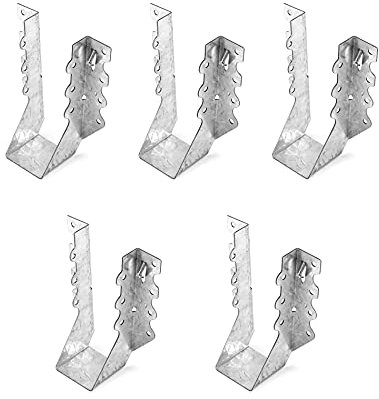 QWORK Balkenschuh, Joist Hanger Verzinkt Balkenverbinder für Baukonstruktion Außenliegend, 43 mm, 5 Stück