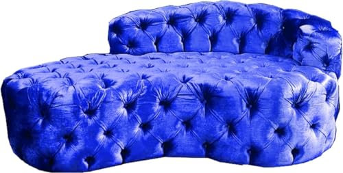Casa Padrino Luxus Chesterfield Samt Chaiselongue Wohnzimmer Möbel - Chesterfield Möbel, Farbe:blau