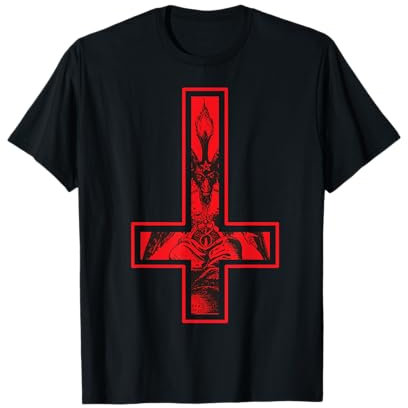 Baphomet Umgedrehtes Kreuz Okkult Satanismus Hail Satan T-Shirt