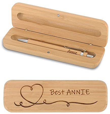CGFN personalisierter Holzkugelschreiber und Holzkiste, Bambus-Geschenkbox-Set, kann als Geschenk individuell gestaltet werden (Druckkugelschreiber)
