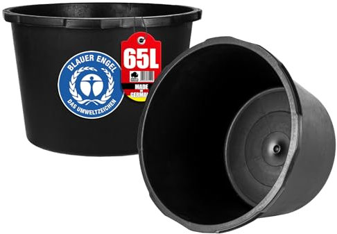 BigDean Mörtelkübel 65 Liter Rund Miniteich Baueimer Mörtelkasten - Ø 57 cm x 35 cm - Speiswanne Zementwanne Mörtelwanne - Made in Germany - Blauer Engel