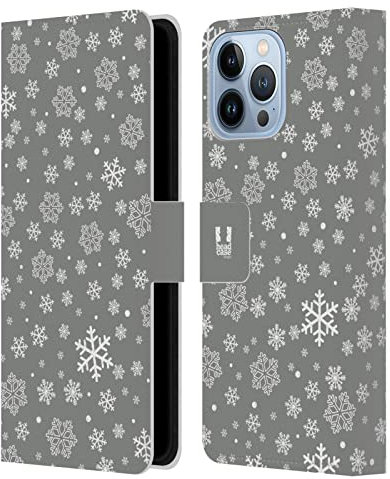 Head Case Designs Flakes Silver Holiday Collection Leather Wallet Case Compatible With Apple iPhone 13 Pro Max