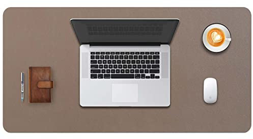 DOBAOJIA Alfombrilla de Escritorio, Protector de Escritorio, Alfombrilla Ordenador, Alfombrilla Teclado y Raton, Tapete de Escritorio, Cuero PU Impermeable + Gamuza Antideslizante (80 x 40cm Lodo)
