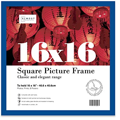 16x16 Inch Blue Square Thin Photo Frame Wall Mountable Thin Picture Frame Standard Square Photograph Size, 16 X 16(40.6 X 40.6cm)