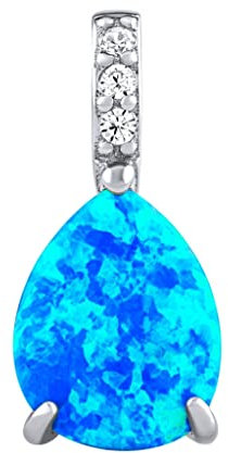 SILVEGO Damen Anhänger aus 925 Sterling Silber mit synthetischem blauem Opal