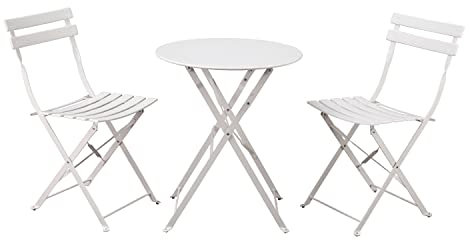 Brigros Tisch und Stühle Set, Metall, weiß, Normal