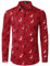 JOGAL Herren Funky Christmas Print Weihnachtsmann Hemd Langarm Button Up Freizeithemd Rot X-Large