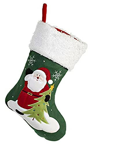 ＣＨＡＭＥＥＮ Filz Nikolausstiefel zum Befüllen und Aufhängen Nikolaus Strumpf Grün mit weihnachtlicher Stickerei