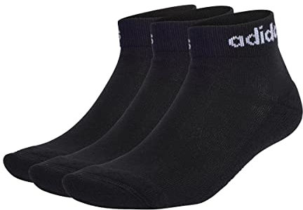 adidas Unisex - Adulto Linear Ankle Cushioned Socks 3 Pairs, Black / White, 8.5-10