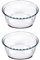 JUANIO Lot de 2 Moule soufflé Rond, Moule en Verre fileté, Plateau réfractaire, Plat à Four Moule de Cuisson, capacité 700 ML - Diamètre 15.1 x Hauteur 5.9 cm