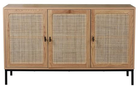 Aparador con 3 Puertas De Caña De Ratán - L120 Cm