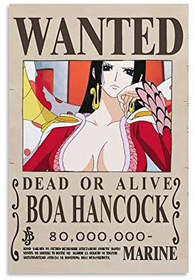 YYKG One Pieces Boa Hancock Wanted Poster, dekoratives Gemälde, Leinwand, Wandkunst, Wohnzimmer, Poster, Schlafzimmer, Gemälde, 40 x 60 cm