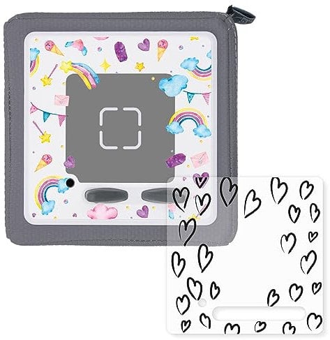younikat 2er-Set Schutzfolie Schutzcover für Toniebox passgenau geschnitten Selbstklebende Folie Herzen und Regenbogen Motive kreatives Zubehör für Kinder - dv1173