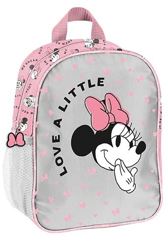 Minnie Mouse Disney Rucksack Kinder Schultasche Kindergarten mit Aufdruck Kinderrucksack für Mädchen Kinder Geschenk inkl. leuchtende Anhänger