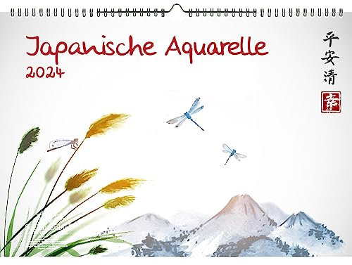 Japanische Aquarelle DIN A3 Kalender für 2024 Japan Stadt und Land - Seelenzauber