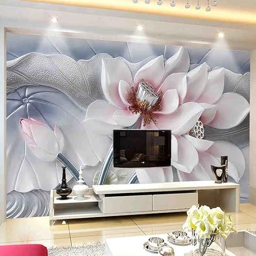 Benutzerdefinierte jede Größe 3D Wandbilder Tapete Lotus Wohnzimmer Sofa TV Hintergrund Wohnkultur Malerei Blumenfresken