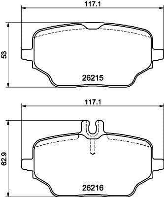 HELLA 8DB 355 040-331 Bremsbeläge - für Verschleißwarnanzeige vorbereitet - T2859 - für u.a. MERCEDES-BENZ