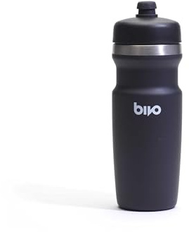 bivo Trio Mini 17oz Insulated Stainless Steel Bike Water Bottle - for Cycling - Compact, Fits Most Cages, Dishwasher Safe, High Flow Sports Nozzle - Keeps Drinks Cold 12+ Hours - (Black)