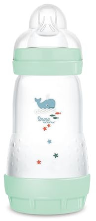 MAM Biberon Easy Start 260 ml, Biberon anticolica per allattamento misto, Riduce le bolle d'aria e il rischio di coliche, Accessori neonati 2+ mesi autosterilizzanti e con tettarella misura 2, Verde