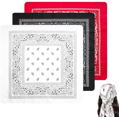 Bandana Set mit 3 Stück Original Paisley Muster, 55 x 55 cm, Kopftuch für Damen und Herren, Multifunktionale Headwear für Biker, Haar Schal, Ansatz, Handgelenk und Kopf