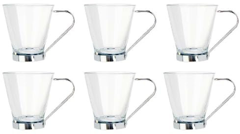 Set 6 Tazzine da caffè moka orzo ginseng in vetro con manico per bar 85 ML ristorante particolari moderne