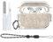 [4 in 1] Silikon Hülle für AirPods Pro 2, MOWYEOK PC-Silikon-Liner Zwei-in-Eins-Schutzhülle Mit Schlüsselband, Karabiner, Reinigungsstift, Für Apple Airpods Pro 2[Front-LED sichtbar] - Weiß