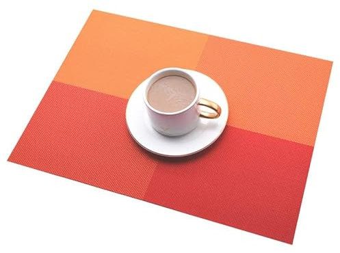 Set de Table Lavable Tissu Lot de 6 Orange Rouge pour Salle à Manger, Cuisine, fête, décoration, antidérapant, Lavable et résistant à la Chaleur 45 x 30 cm (Noël Polyester imperméable)
