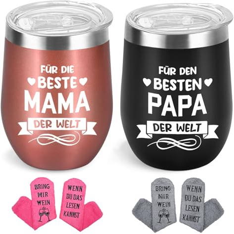 Livole Für den besten Papa der Welt, Für die beste Mama der Welt, Geschenke für Mama und Papa Weihnachten, Geschenk Eltern Vatertage Muttertag, Plüschsocken, Tasse Set, Geschenkset