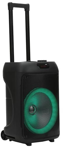 Majestic FIRE T10 – Trolley Wireless Audio 5.2, Luci LED, ingressi USB/microSD/AUX/MIC/CHITARRA, Microfono, Telecomando, Batteria ricaricabile, funzione TWS, Impugnatura e ruote per il trasporto