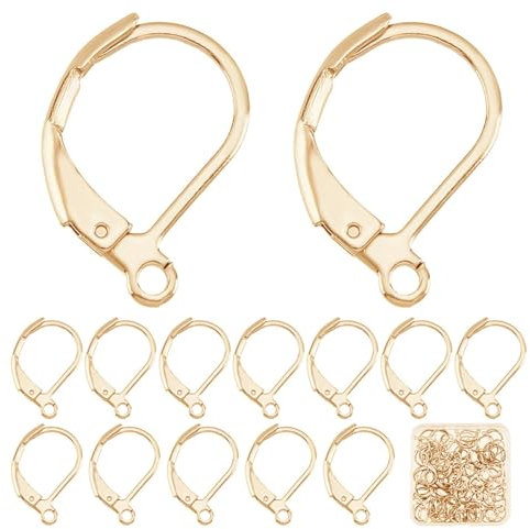 100Pcs Leverback French Earring Hooks Iron Earring Findings French Hook Ear Wire Leverback Hooks Lever Back Ear Wires Leverback Earwires Leverbacks for Jewellery Making Women DIY Dangle(Gold)