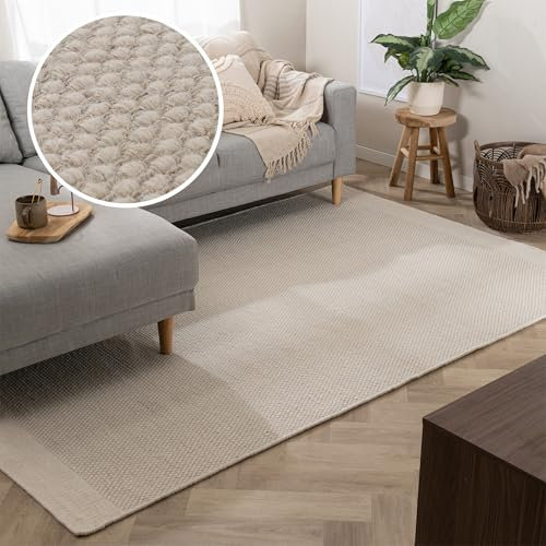 FRAAI | Home & Living Wollteppich - Bliss Creme - Wolle, Baumwolle - Flachgewebe - Einfarbig - Modern, Skandinavisch, Japandi - Wohnzimmer, Schlafzimmer - Carpet