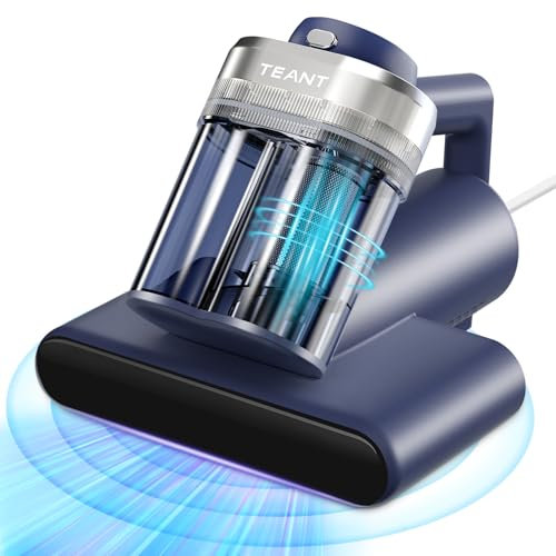 Teant Mattress Vacuum Bed Vacuum Cleaner with 253.7nm UV-C Light, Hyper Helix Motor with 16kPa Strong Suction & 33000 RPM/Min Tapping, HEPA Filter, 149℉ Heat & Ultrasonic & Anion for Bed and Pet