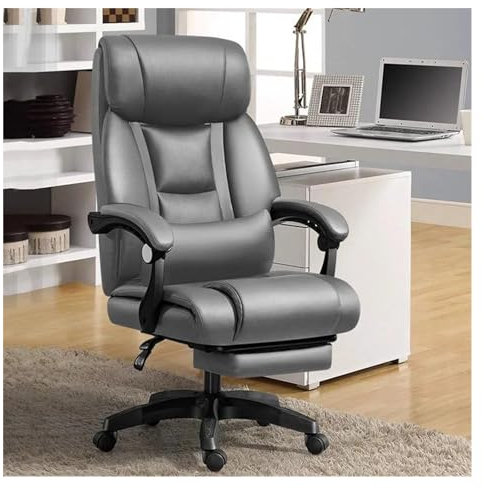 Lan Xin-JP Sedia da Ufficio, Gaming Back Support Office Chair Black Footrest Lounge Ergonomic Office Chair High Back Executive Furniture(Grey)