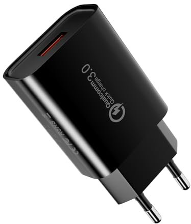 Caricatore USB Quick Charge 3.0 18W, Carica Batterie Cellulare, Universale Caricabatterie Alimentatore Spina USB per Samsung Galaxy S21 S20 S10 S9 S8 A55 A53 A50 A40 A20 A15 A14, iPhone, Xiaomi