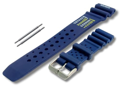 Bracelet de montre en caoutchouc et silicone 20 mm Bleu pour montres de plongée avec limites ND, 20 mm, Caoutchouc, Pas de gemme