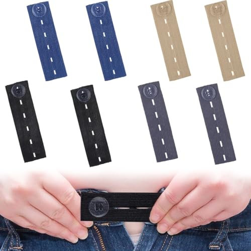 ZEPIQOR 8 Stück Hosenknopf Verlängerung, Knopfverlängerung für Hosen, Hosenbunderweiterung, Elastic Waist Extenders, Adjustable Wasitband Expanders, Button Extender for Pants Jeans Trousers