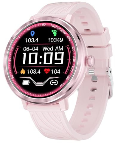 Smartwatch Damen, Smart Watch mit Telefonfunktion, 1,19 AMOLED Fitnessuhr Damen Sportuhr mit 100 Sportmodi & IP68, Herzfrequenz SpO2 Schlafmonitor, Armbanduhr Schrittzähler Uhr für Android iOS Rosa