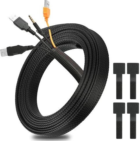 3m Guaina Cavi, Guaina per cavi intrecciati, tagliabile, gestione dei cavi per la casa e l'ufficio, Proteggersi dai morsi degli animali domestici