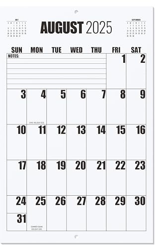 Wandkalender 2025–2026, Jokotha 2025–2026, akademischer Wandkalender von Januar 2025 bis Juli 2026, 57 x 36 cm, großer Druck, großes Gitter, Wandkalender, 19 Monatskalender, perfekt zum Organisieren