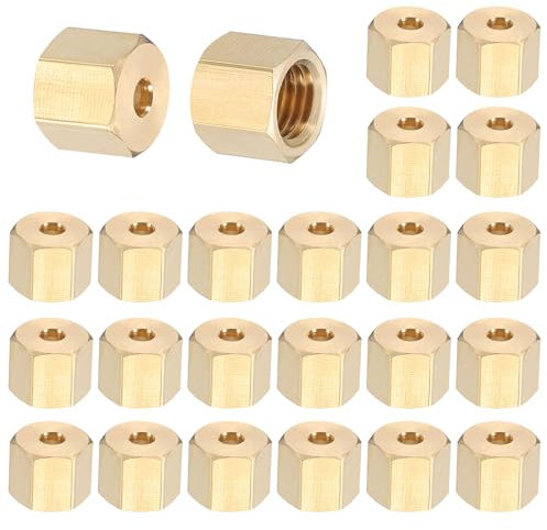 PATIKIL 1/8 Brass Compression Nut,25Pcs Brass Compression Fitting for Air Oil Water Fuel Inert Gases Plumbing System Heating Air Conditioning Pipes