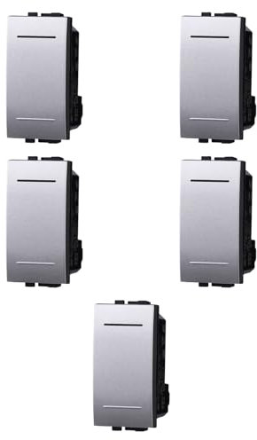 5 MODULI DEVIATORE 16A, GRIGIO, COMPATIBILE CON BTICINO LIVING, MODULI E FRUTTI 100% COMPATIBILI, MATERIALI DI ALTA QUALITA'
