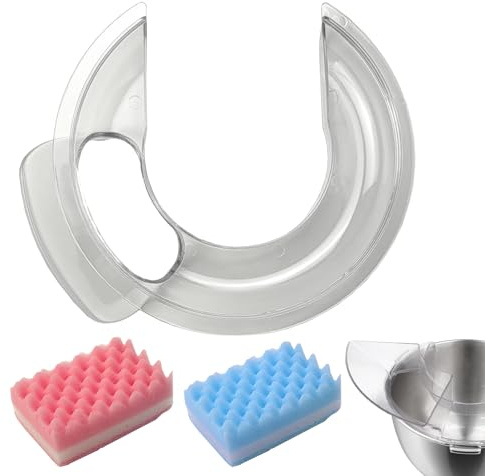 Spritzschutz für Kitchen aid 4.5-5 QT Stand Mixer zubehör, mit 2 Schwämme | Klarer Spritzschutz mit kippbarem Kopf für Kitchen aid, Spritzschutz Schüssel Perfekt für Kitchen Aid Edelstahlschüssel (nur)