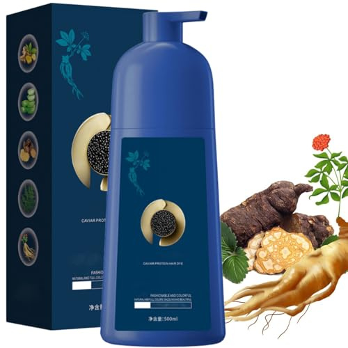 Qiweitang Hair Dye Shampoo, Qiweitang Haarfärbeshampoo, Caviar Protein Haarfarbe Dunkelbraun, Black Hair Dye Shampoo für Männer und Frauen, Sofort Haarfarbeshampoo gegen Graue Haar (Dunkelbraun)
