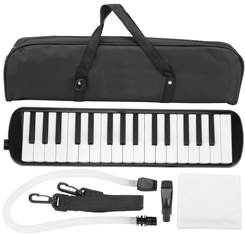 IRIN Melodica 32 Tasten Blasmusikinstrument Anfänger-Übungstasche (Schwarz)